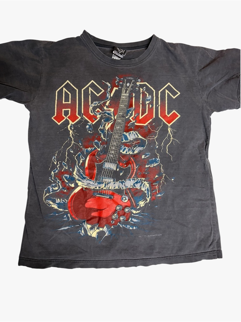AC/DC Mens Graphic Tee - Black with Red Guitar